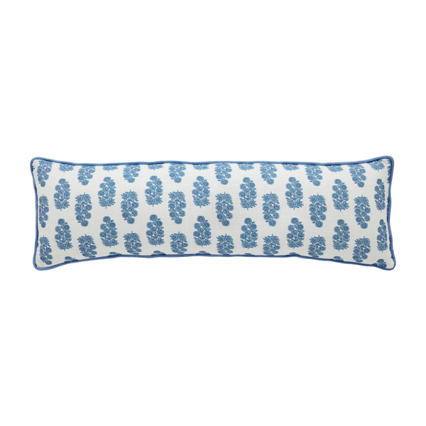 Blue Block Print Lumbar Pillow