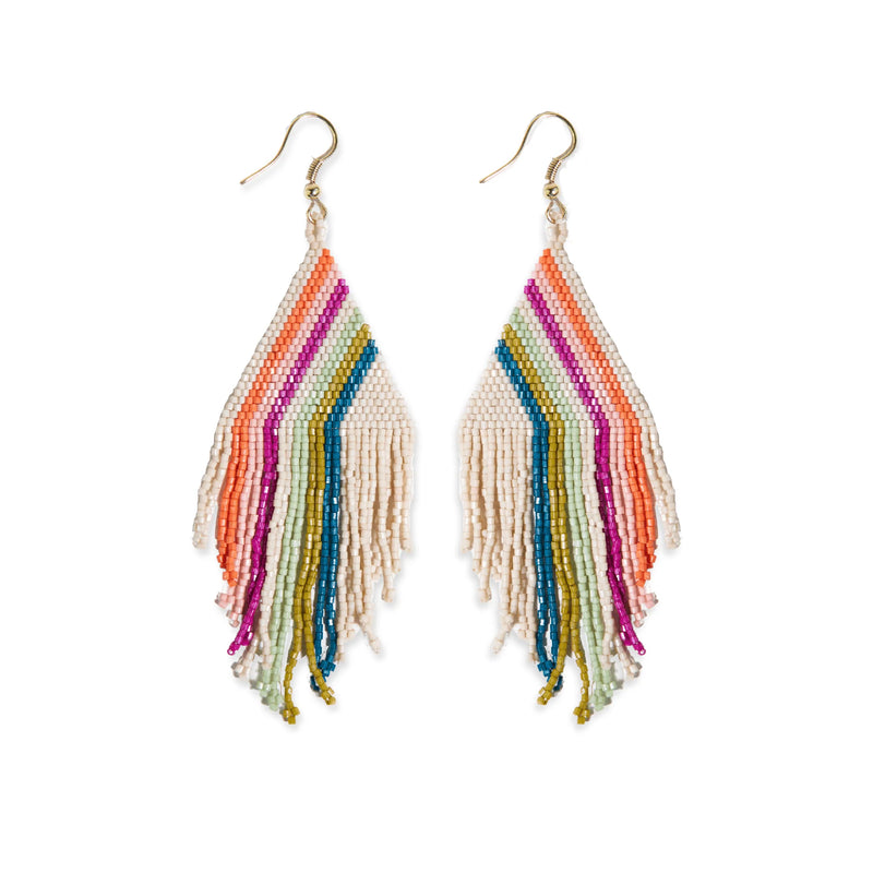 Haley Falling Lines Beaded Fringe Earrings