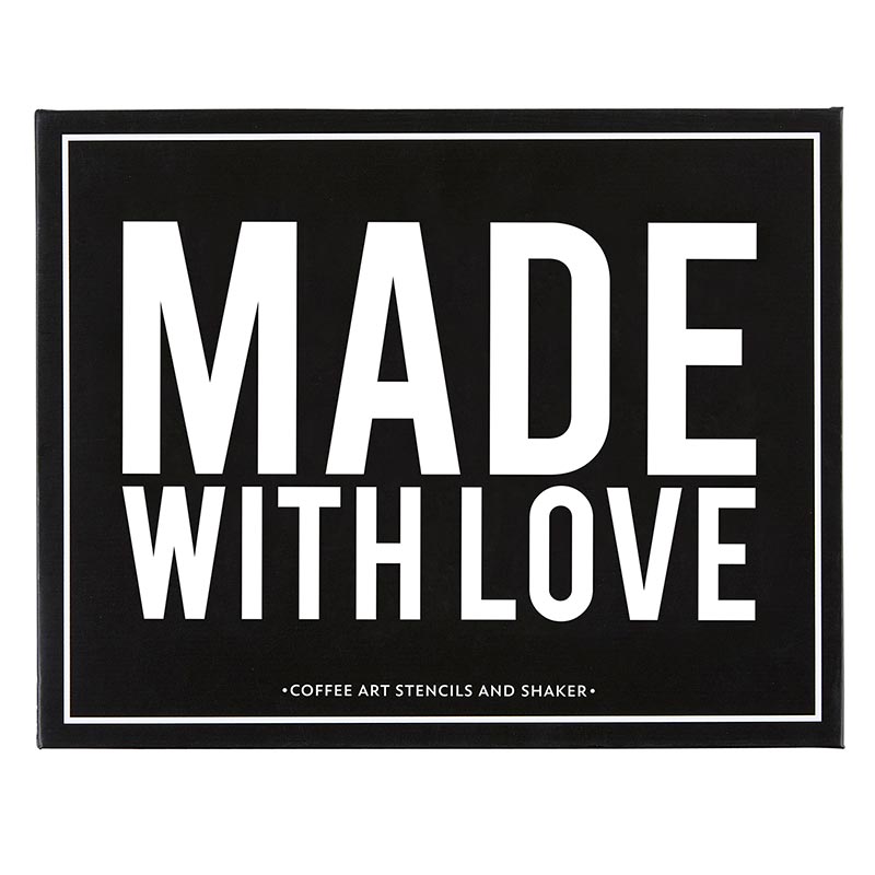 Made With Love Coffee Art Stencil & Shaker