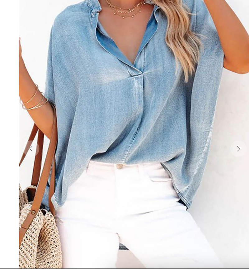 v neck chambray shirt