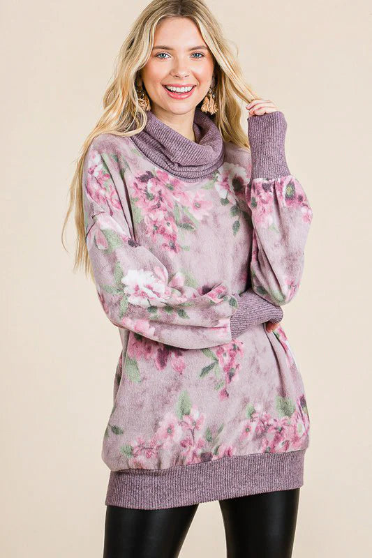 Evangeline Floral Cowl Neck Sweater