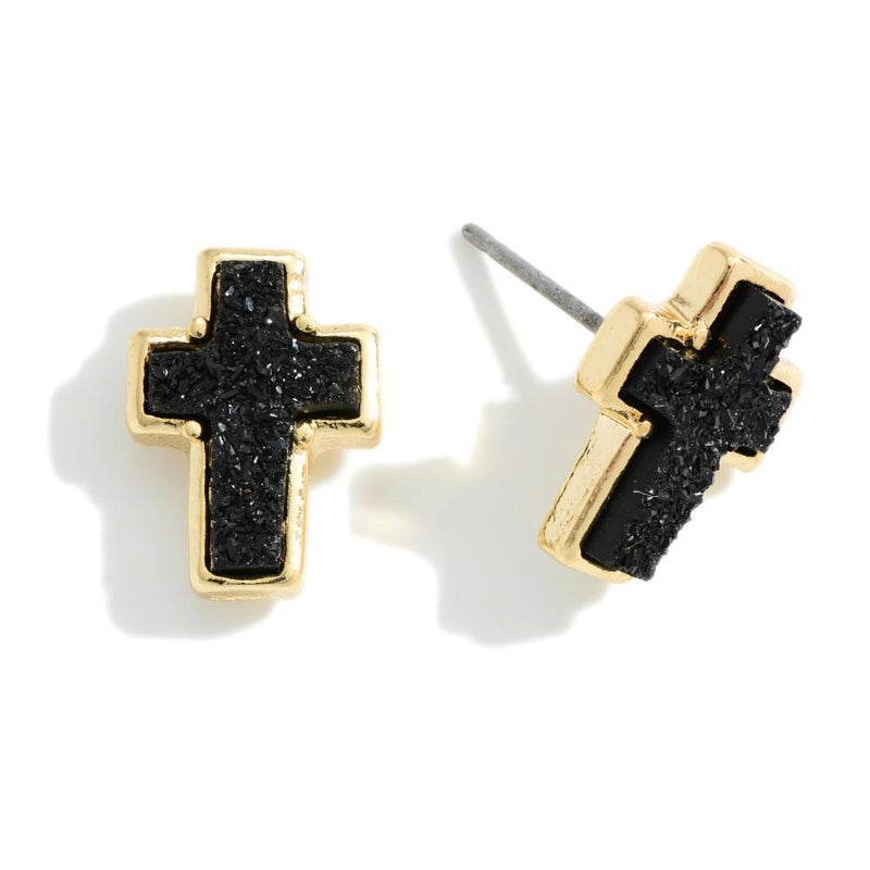 Druzy Cross Studs-Judson & Company-Sandy&