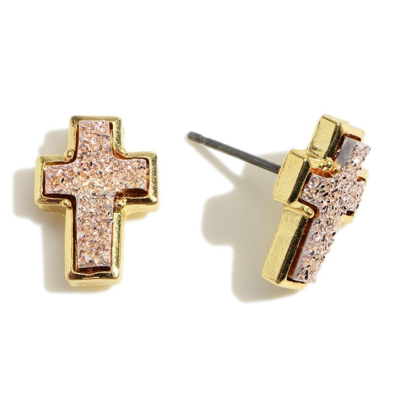 Druzy Cross Studs-Judson & Company-Sandy&