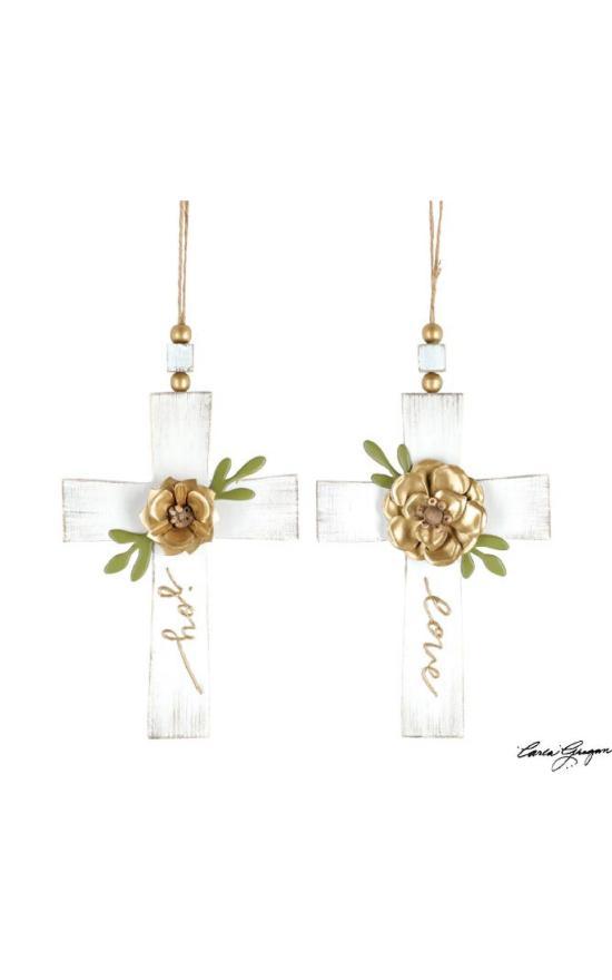 Golden Cross Ornament-Burton & Burton-Sandy&