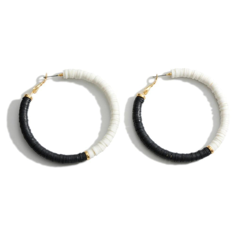 Heishi Two-Tone Beaded Hoop Earring-Judson & Company-Sandy&