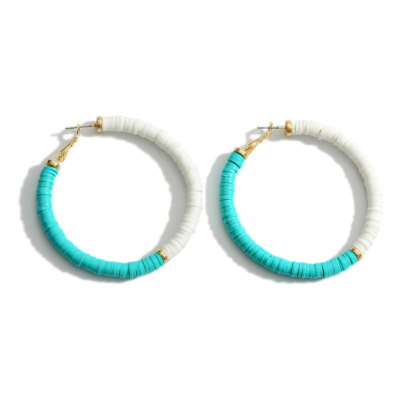 Heishi Two-Tone Beaded Hoop Earring-Judson & Company-Sandy&