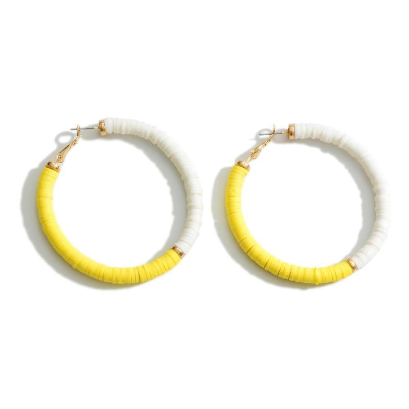 Heishi Two-Tone Beaded Hoop Earring-Judson & Company-Sandy&
