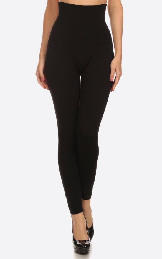 High Waisted Cotton Compression Leggings-Judson & Company-Sandy&