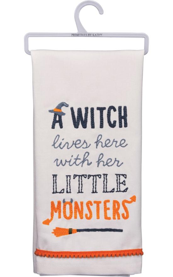 Little Monsters Embroidered Dish Towel-Primitives By Kathy-Sandy&