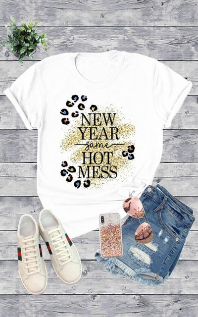 New Year, Same Hot Mess Tee-Caramelo Trend-Sandy's Secret Wednesdays Unique Boutique
