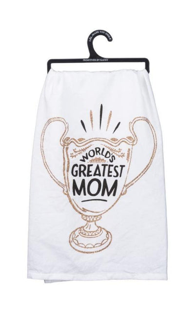 World's Greatest Mom Dish Towel-Primitives By Kathy-Sandy's Secret Wednesdays Unique Boutique