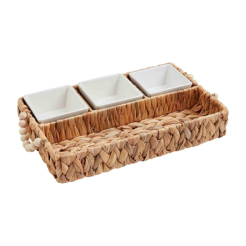 Woven Tray and Dip Cup Set